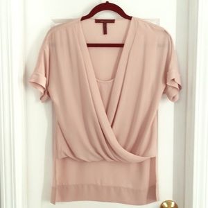 BCBGMaxazria Blush Nude chiffon blouse size xxs